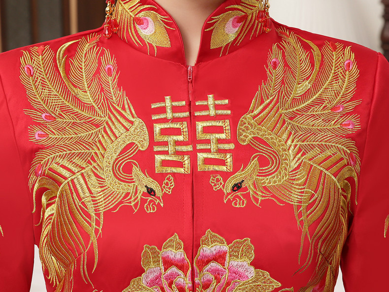 典雅復(fù)古中式禮服，復(fù)古時(shí)尚福連文苑新娘禮服