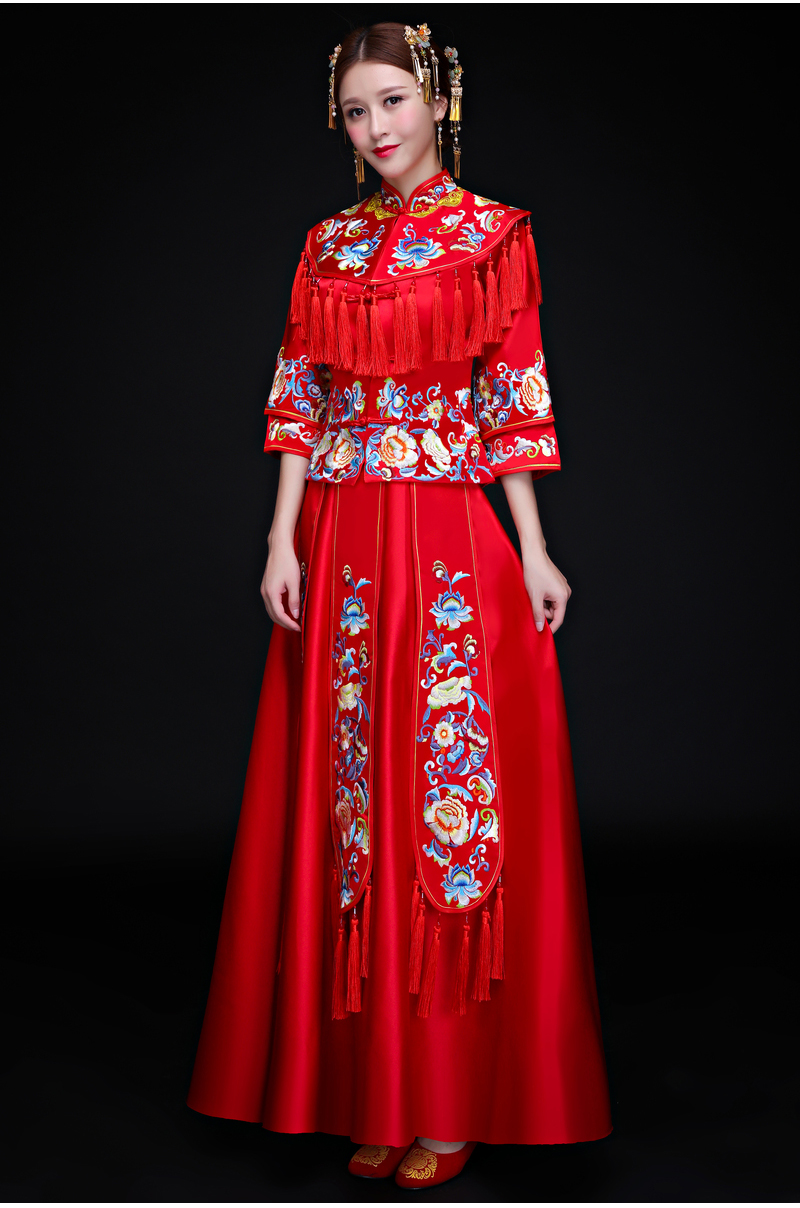 古典時(shí)尚中式禮服，福連文苑新娘禮服