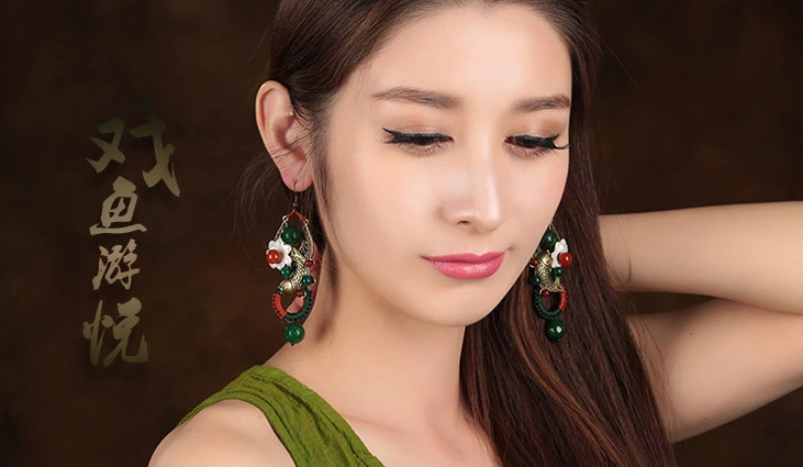 復古風夸張耳墜，貝殼花朵魚耳環(huán)