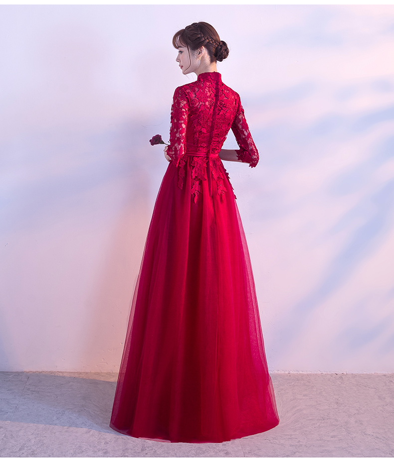 復(fù)古蕾絲中式禮服，優(yōu)雅時(shí)尚晚禮服