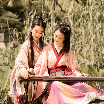 親密無間漢服古風頭像，唯美古風閨蜜頭像