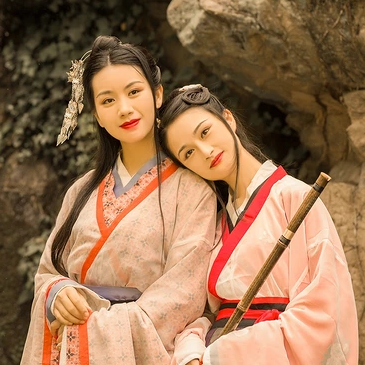 親密無間漢服古風頭像，唯美古風閨蜜頭像