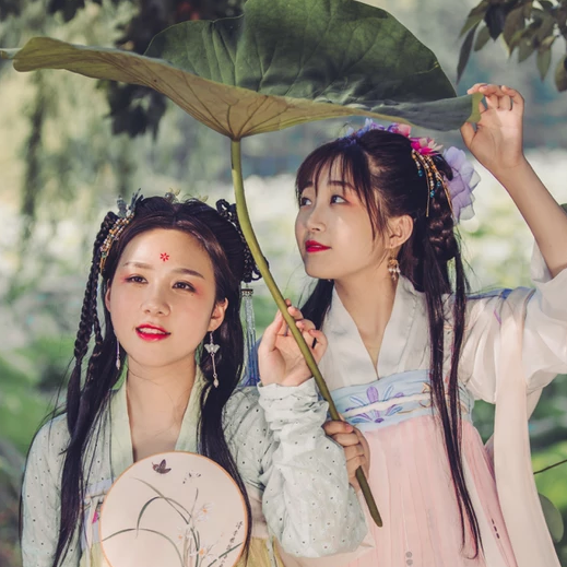 荷塘邊古風頭像，唯美古風閨蜜真人頭像