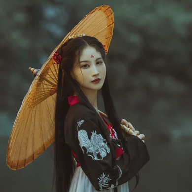 紅妝帶傘古風(fēng)頭像，唯美古風(fēng)真人女子頭像