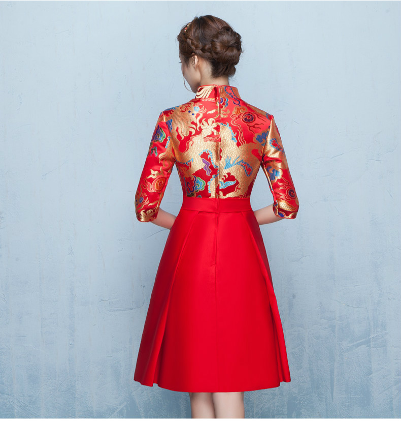 時尚典雅唯美中式禮服，短款奢華繡花禮服