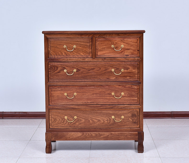紅實木簡約五斗柜，仿古儲物中式柜子