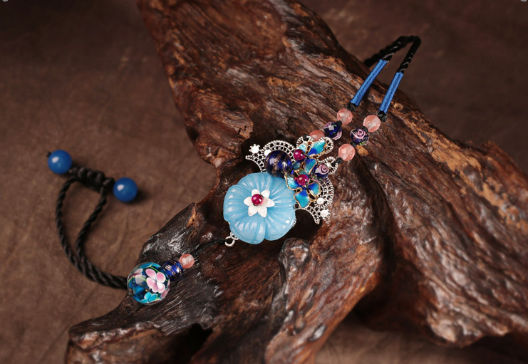 幽藍(lán)繁香福連文苑吊墜毛衣鏈復(fù)古項(xiàng)鏈