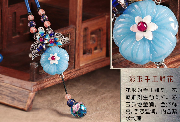 幽藍(lán)繁香福連文苑吊墜毛衣鏈復(fù)古項(xiàng)鏈