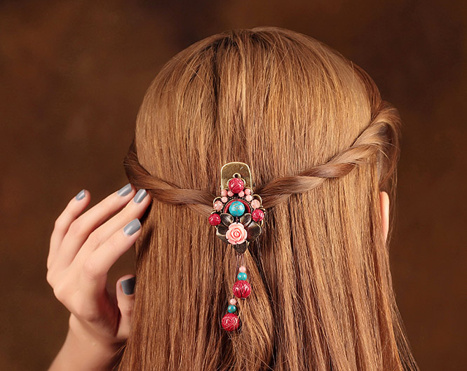 嬌顏福連文苑發(fā)夾復(fù)古頭花頭飾