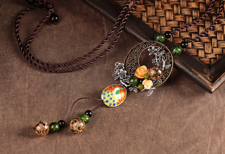 雀躍福連文苑吊墜毛衣鏈復(fù)古項(xiàng)鏈