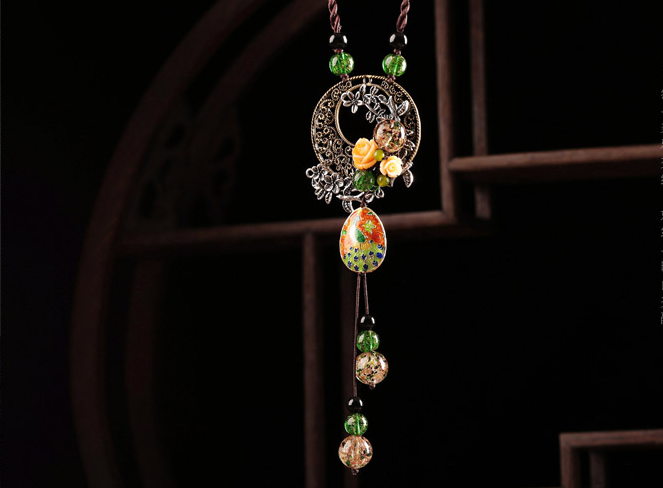 雀躍福連文苑吊墜毛衣鏈復(fù)古項(xiàng)鏈