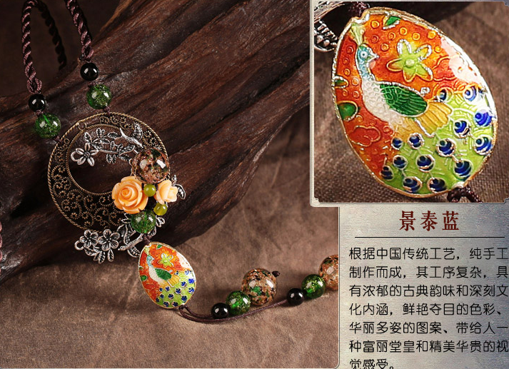 雀躍福連文苑吊墜毛衣鏈復(fù)古項(xiàng)鏈