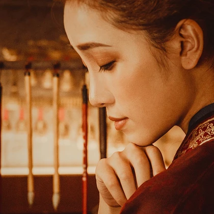 畫情唯美頭像，唯美古風(fēng)女子真人頭像