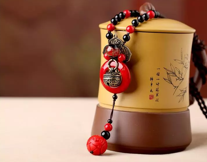 赤子心福連文苑項鏈復古紅色吊墜毛衣鏈