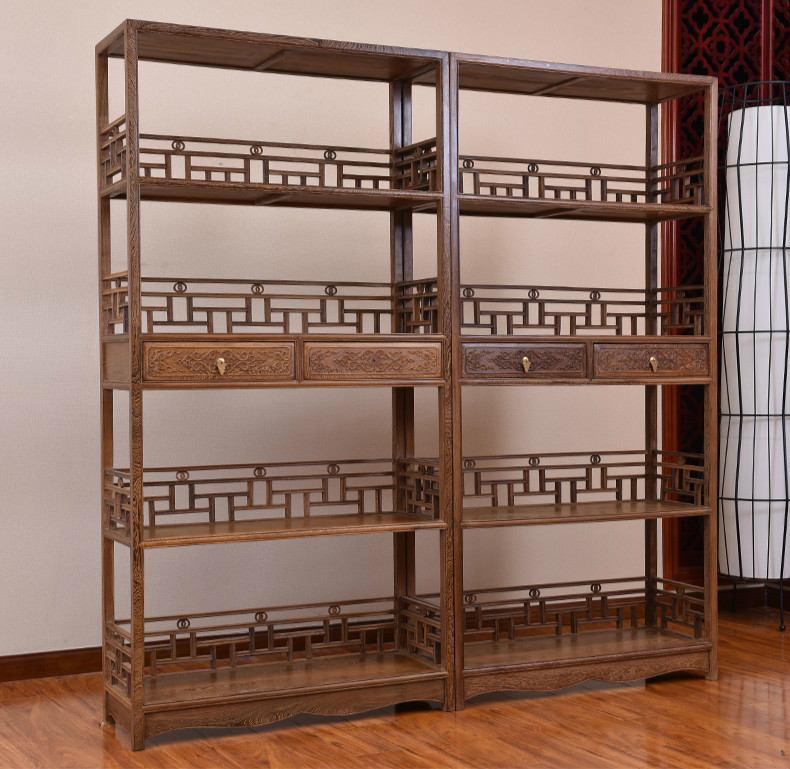簡約大氣實(shí)木博古架，雞翅木新中式仿古博古架