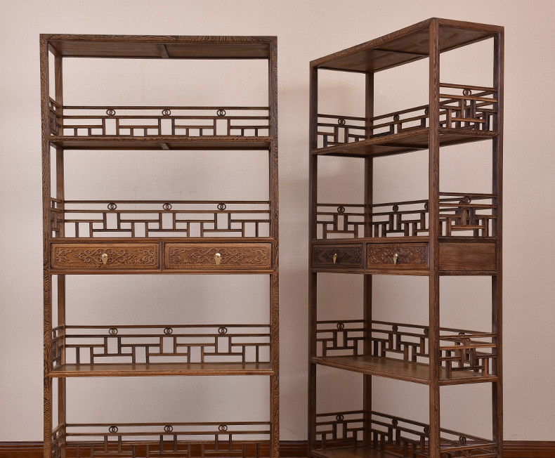 簡約大氣實(shí)木博古架，雞翅木新中式仿古博古架