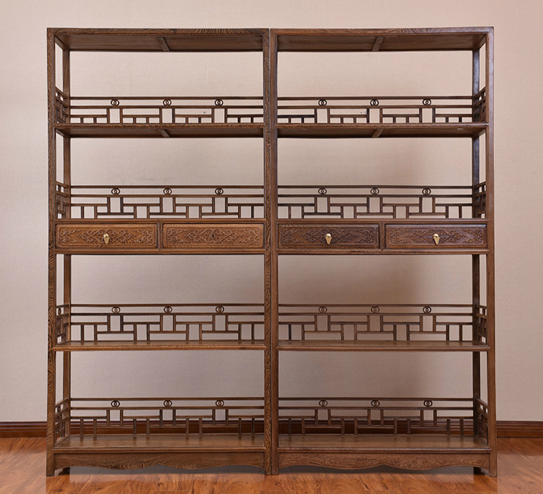 簡約大氣實(shí)木博古架，雞翅木新中式仿古博古架