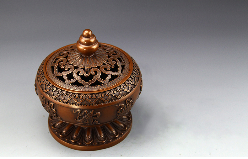 八寶蓮瓣熏香爐，仿古紫銅鏤空香爐