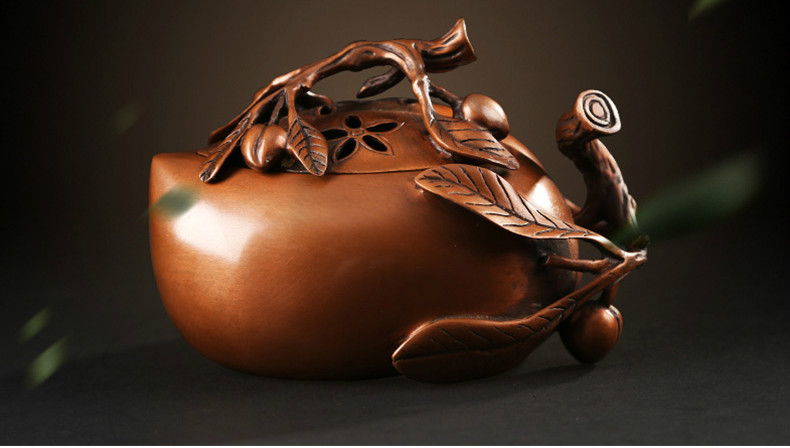 桃形熏香爐，仿古紫銅香爐
