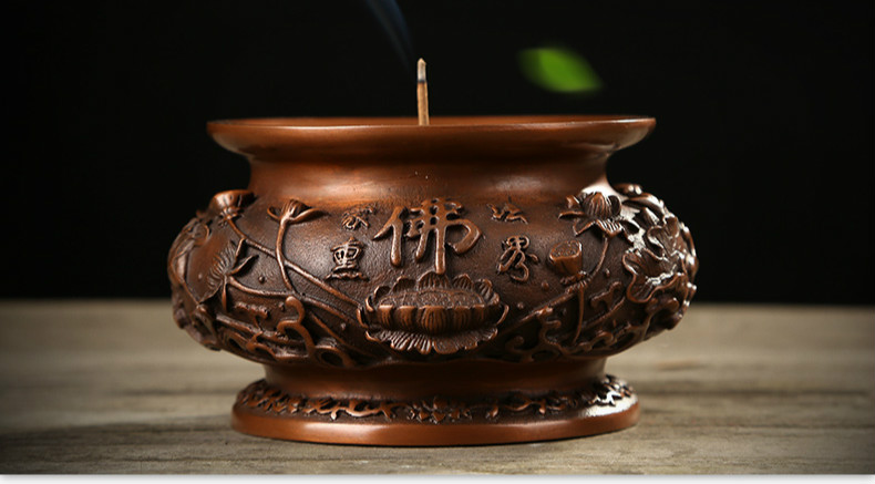 蓮花荷葉雕花香爐，仿古供佛熏香爐