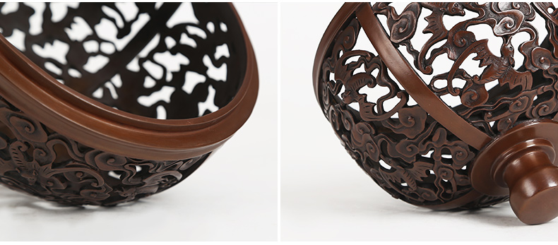 云浮紋如意鏤空香爐，仿古蝙蝠祥云銅香爐