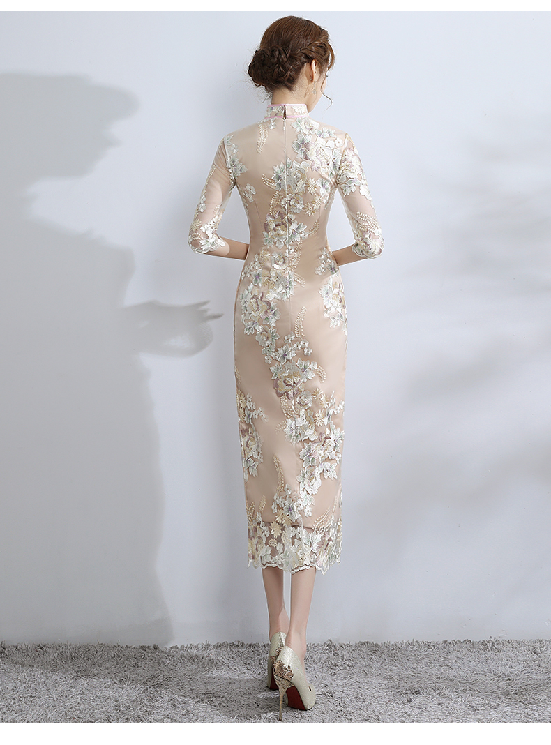 小清新蕾絲旗袍，改良時(shí)尚魚(yú)尾旗袍裙