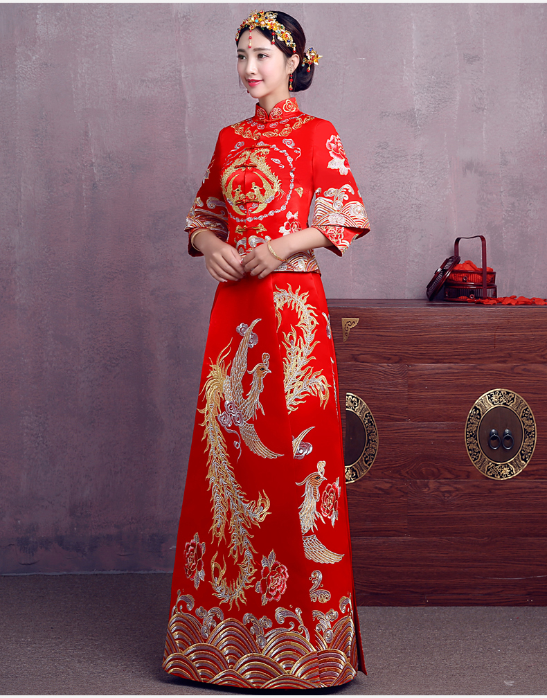 時尚福連文苑中式禮服，精美奢華刺繡新娘禮服