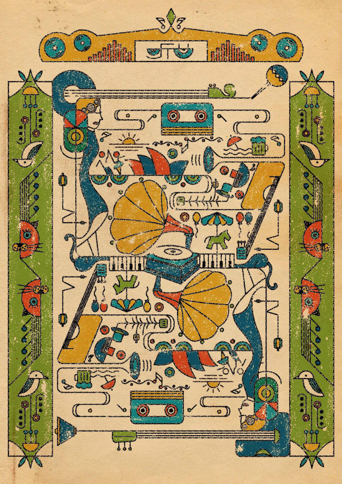 復古風從前慢-商業(yè)插畫