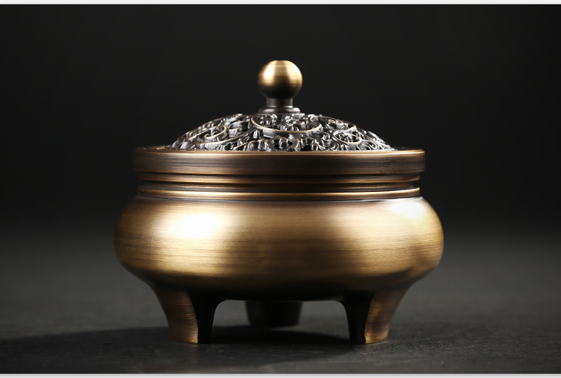 三足藤花熏香爐，拉絲仿古香爐