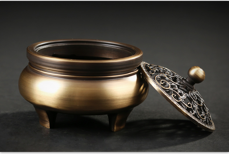 三足藤花熏香爐，拉絲仿古香爐