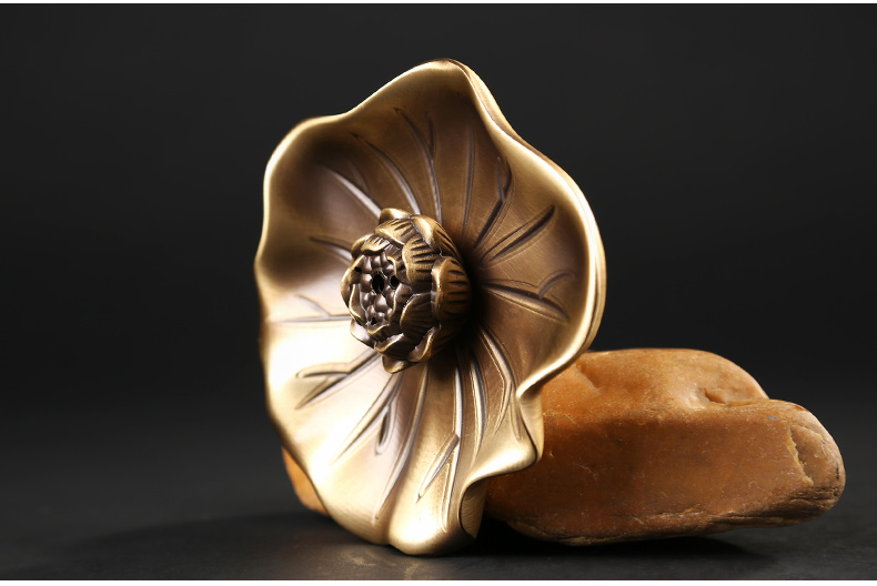 蓮花荷葉香插，仿古色無蓋香爐