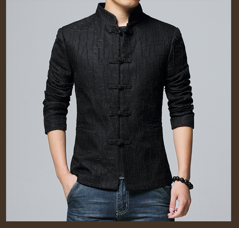 福連文苑盤扣立領(lǐng)修身版外套中山裝