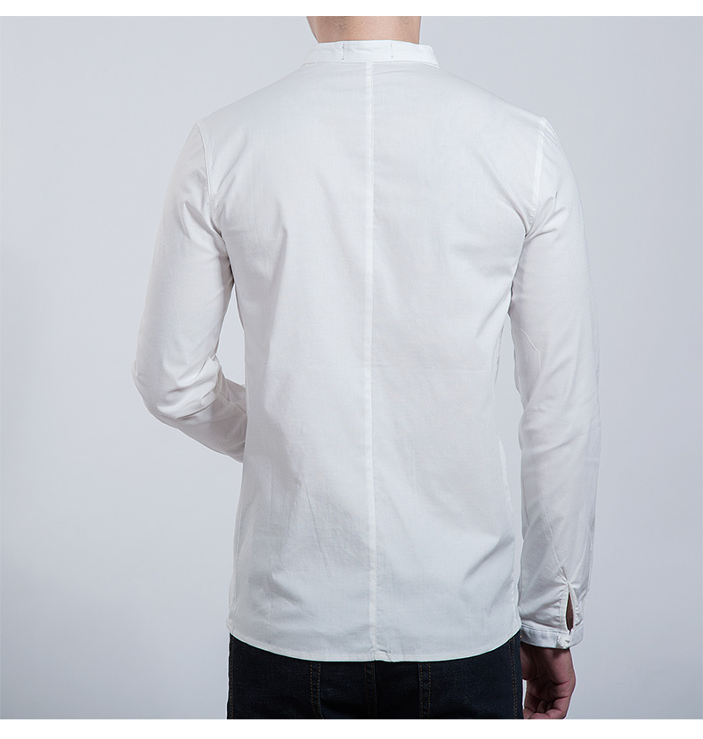 福連文苑男裝民族風(fēng)盤扣襯衣男青年中山裝