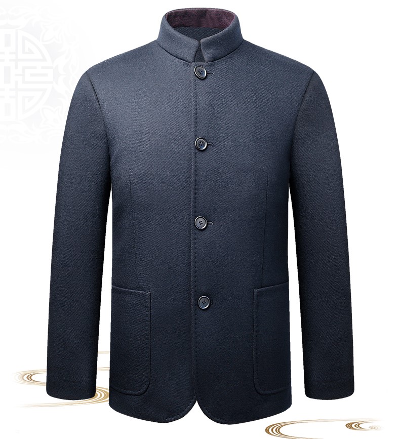 福連文苑外套民國男裝，羊毛呢唐裝中老年中山裝