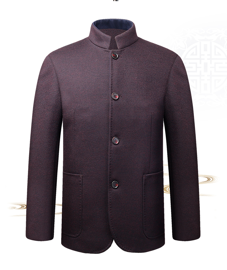 福連文苑外套民國男裝，羊毛呢唐裝中老年中山裝