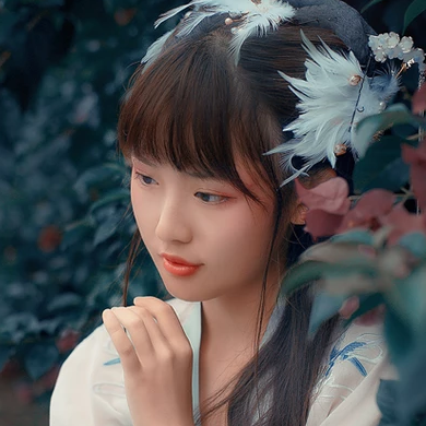 淺藍(lán)漢服小清新頭像，唯美古風(fēng)女生真人頭像