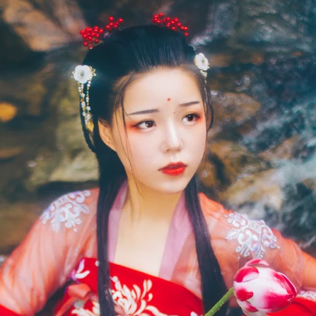 嬌艷紅衣女子頭像，唯美古風真人頭像