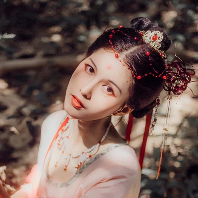 嬌艷彼岸花女子頭像，唯美古風真人頭像