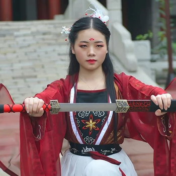 霸氣紅衣女子帶劍頭像，唯美古風(fēng)女子真人頭像