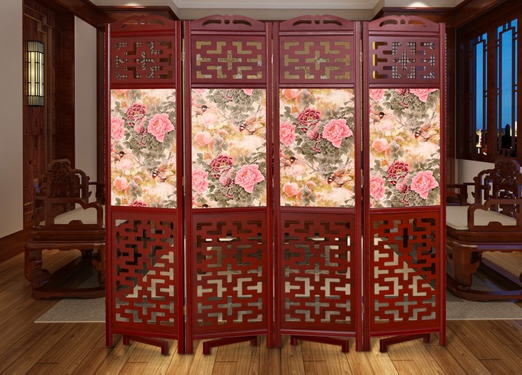 福連文苑實木古典屏風隔斷，中式雙面屏風