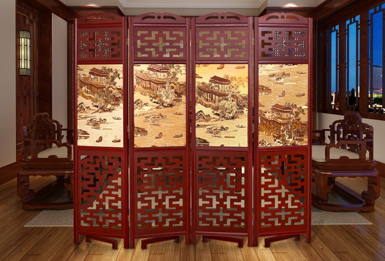 福連文苑實木古典屏風隔斷，中式雙面屏風