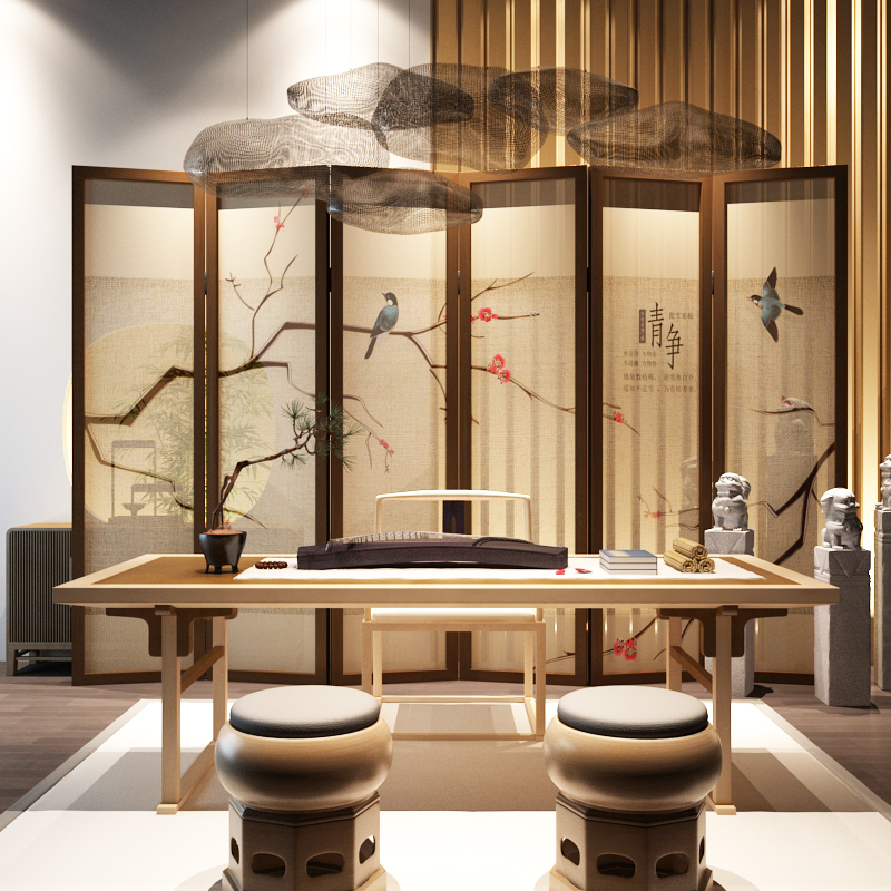 福連文苑實(shí)木中式屏風(fēng)隔斷