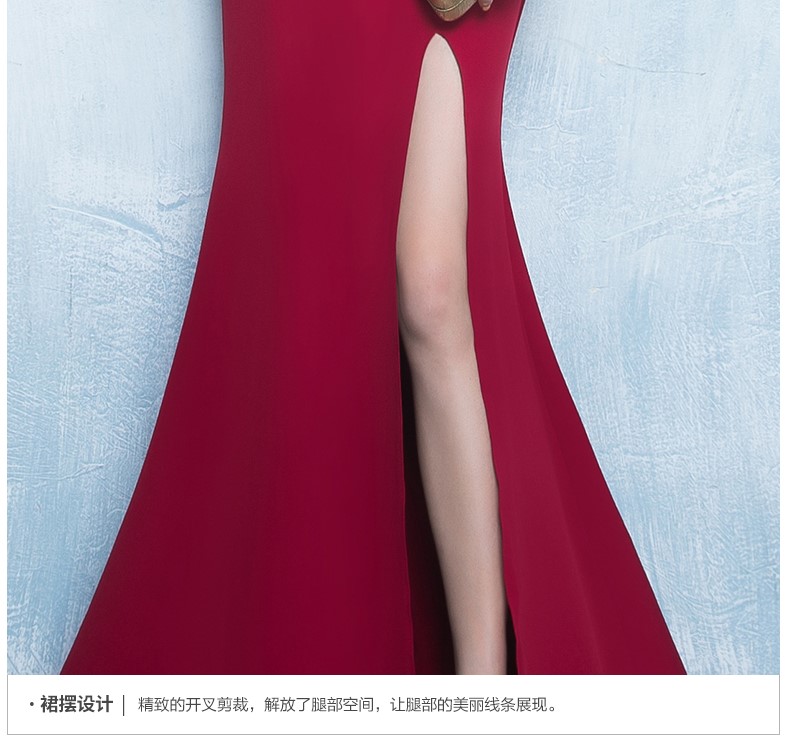 性感氣質中式禮服，唯美魚尾開叉晚禮服