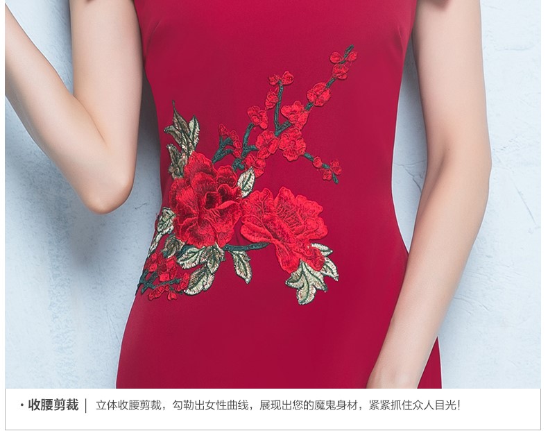 性感氣質中式禮服，唯美魚尾開叉晚禮服