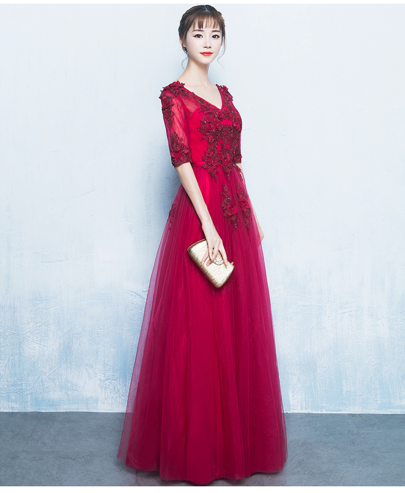 精美V領(lǐng)中式禮服，氣質(zhì)長裙晚禮服