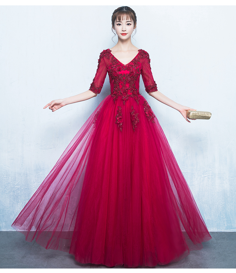 精美V領(lǐng)中式禮服，氣質(zhì)長裙晚禮服