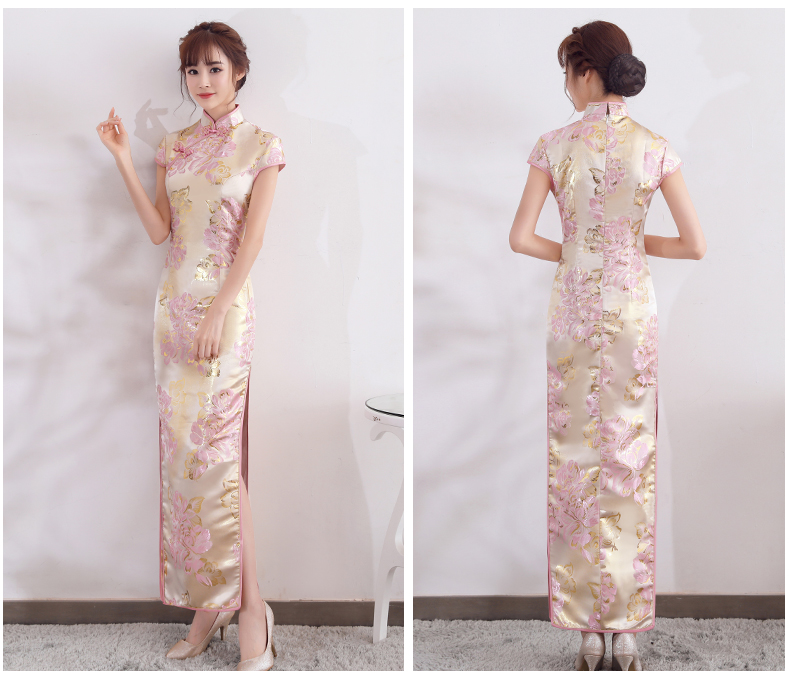 時(shí)尚優(yōu)雅少女旗袍，改良精致花紋旗袍裙