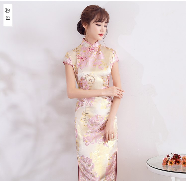 時(shí)尚優(yōu)雅少女旗袍，改良精致花紋旗袍裙