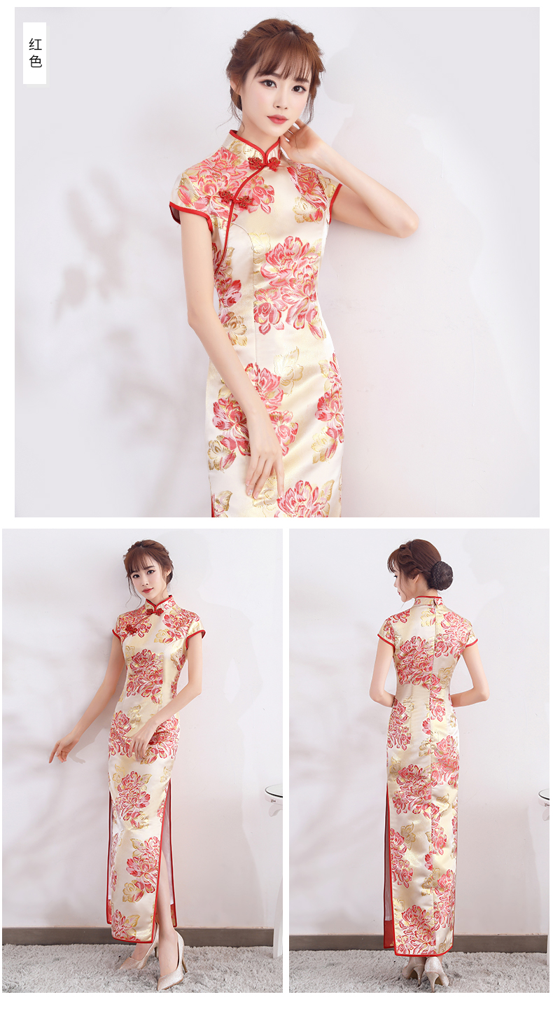 時(shí)尚優(yōu)雅少女旗袍，改良精致花紋旗袍裙