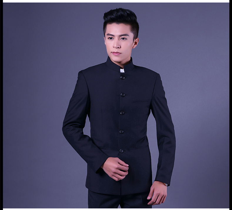 中山裝男青年立領(lǐng)修身外套